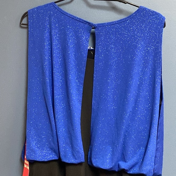 NWT ENFOCUS WOMAN SIZE 16 W COBALT BLUE GLITTER TOP BLACK SKIRT COCKTAIL DRESS - Picture 11 of 12